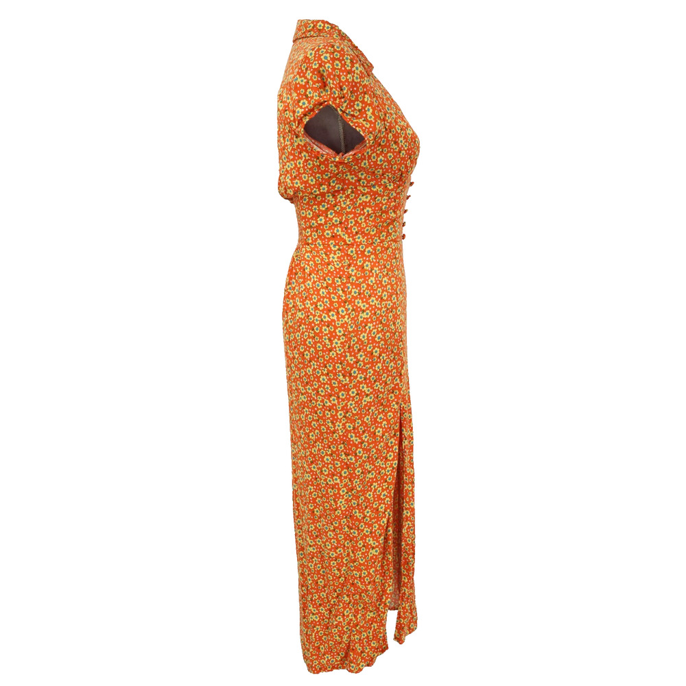 Urban Outfitters Dress Womens Medium Orange Yellow Floral Stretch Side Zip Lined - Picture 8 of 14